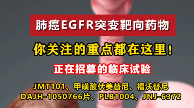 肺癌EGFR突变靶向药物，你关注的重点都在这里！在研药物JMT101、甲磺酸伏美替尼、福沃替尼DAJH-1050766片、PLB1004、JNJ-6372等 